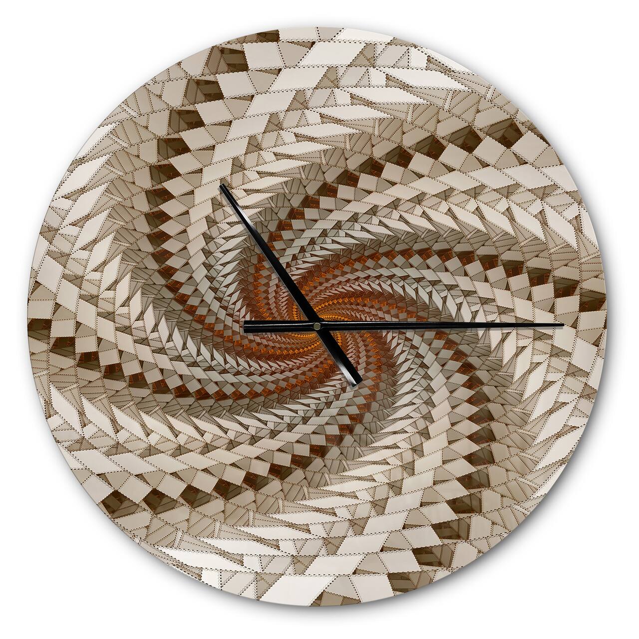Designart White Fractal Spiral Pattern Modern Wall Clock